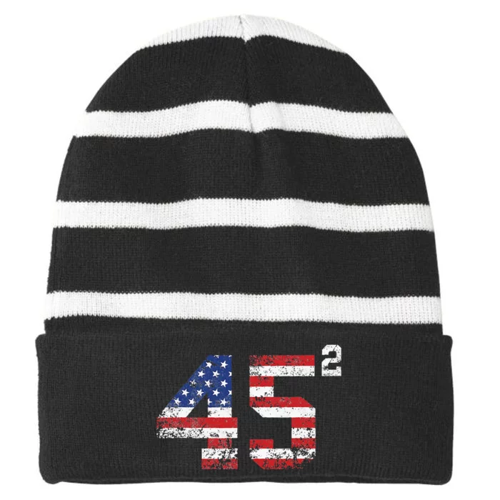 Trump 2024 Save America Save America Again Trump Striped Beanie with Solid Band