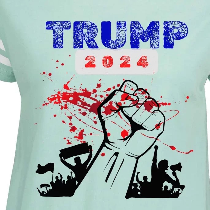 Trump 2024 Survived Bloody Fist Enza Ladies Jersey Football T-Shirt