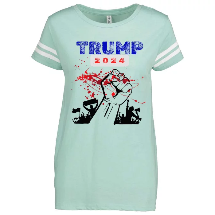 Trump 2024 Survived Bloody Fist Enza Ladies Jersey Football T-Shirt