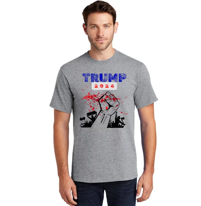 Trump 2024 Survived Bloody Fist Tall T-Shirt