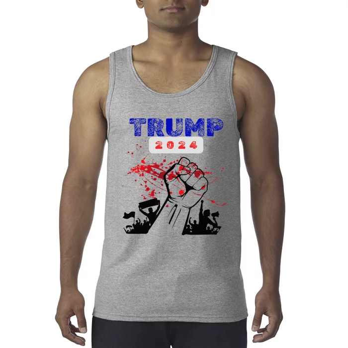 Trump 2024 Survived Bloody Fist Tank Top