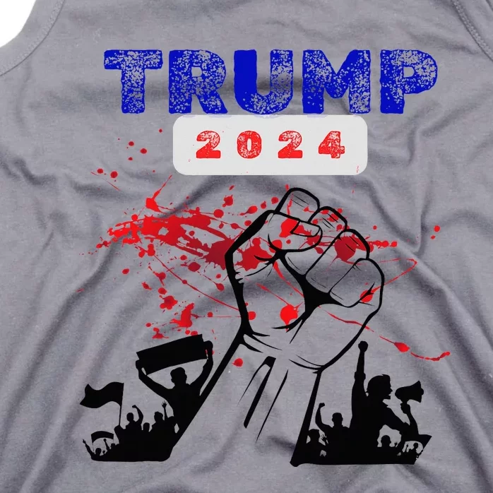 Trump 2024 Survived Bloody Fist Tank Top