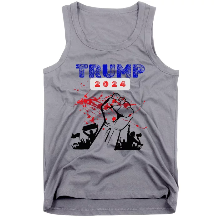 Trump 2024 Survived Bloody Fist Tank Top