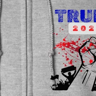 Trump 2024 Survived Bloody Fist Full Zip Hoodie