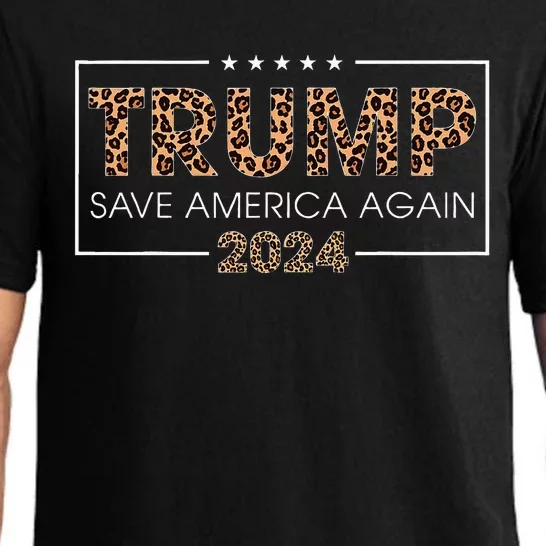 Trump 2024 Save America Again Leopard Pajama Set