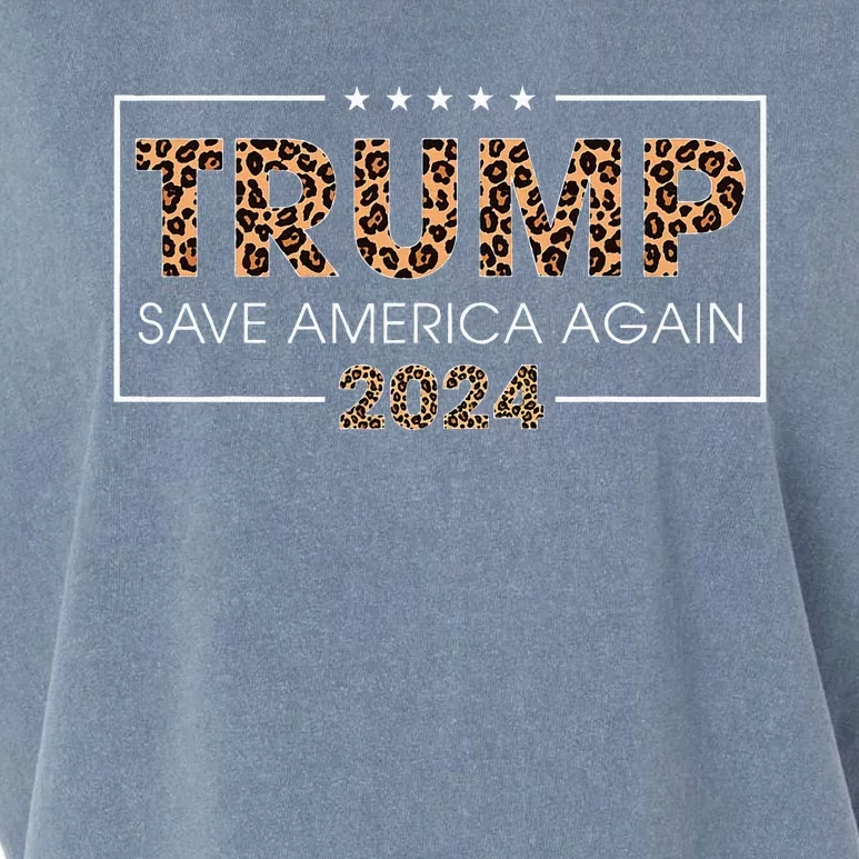 Trump 2024 Save America Again Leopard Garment-Dyed Women's Muscle Tee