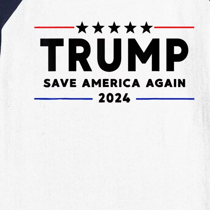 Trump 2024 Save America Again Vote Trump White Baseball Sleeve Shirt