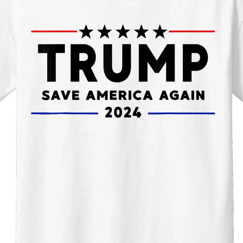 Trump 2024 Save America Again Vote Trump White Kids T-Shirt