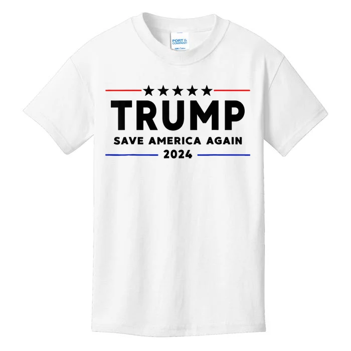 Trump 2024 Save America Again Vote Trump White Kids T-Shirt