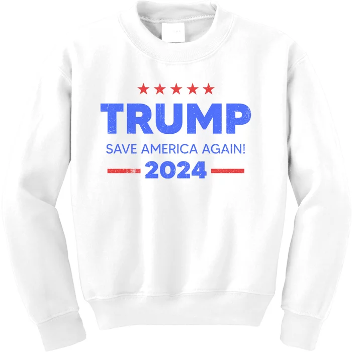 Trump 2024 Save America Again Kids Sweatshirt