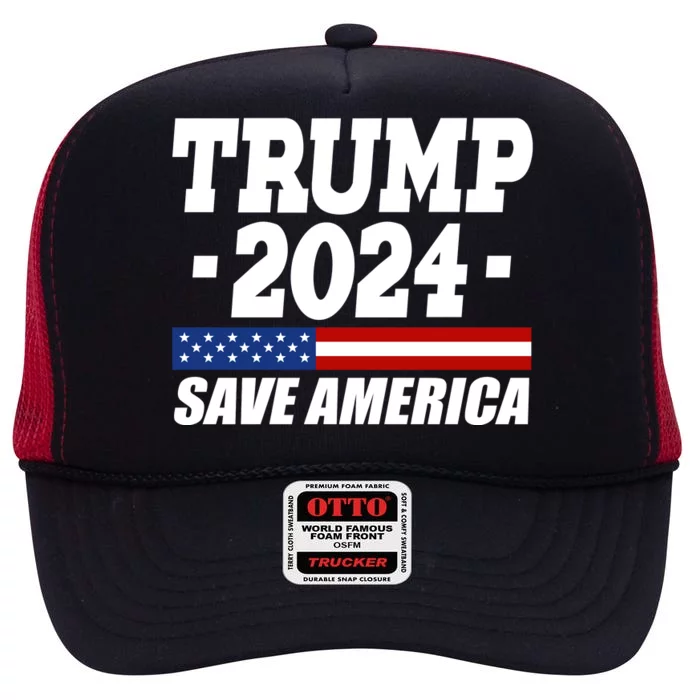 Trump 2024 Save America High Crown Mesh Trucker Hat