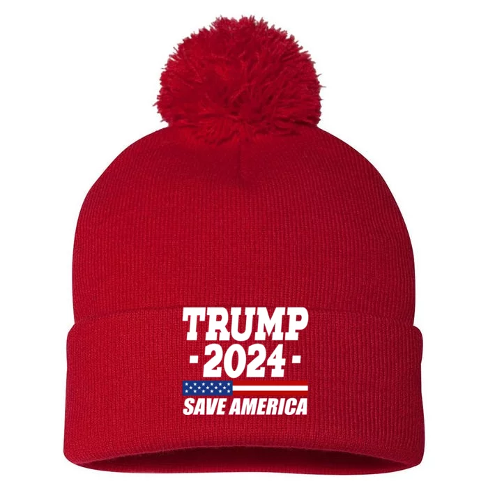 Trump 2024 Save America Pom Pom 12in Knit Beanie