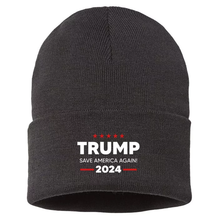 Trump 2024 Save America Again Sustainable Knit Beanie