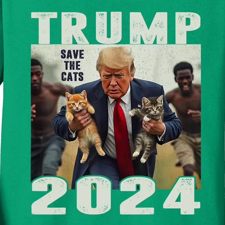 Trump 2024 Save The Cats Saying Debate Kids Long Sleeve Shirt