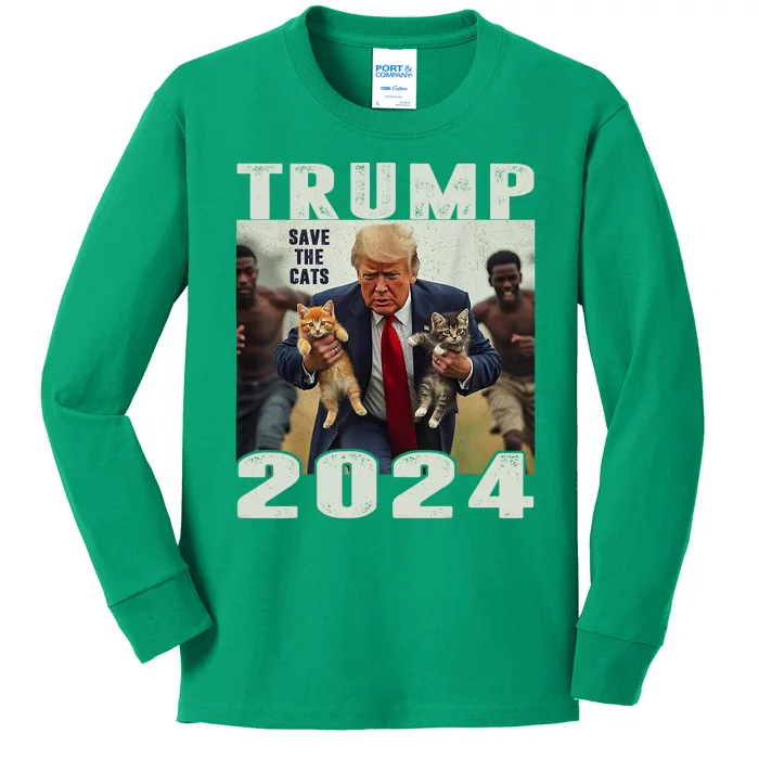 Trump 2024 Save The Cats Saying Debate Kids Long Sleeve Shirt