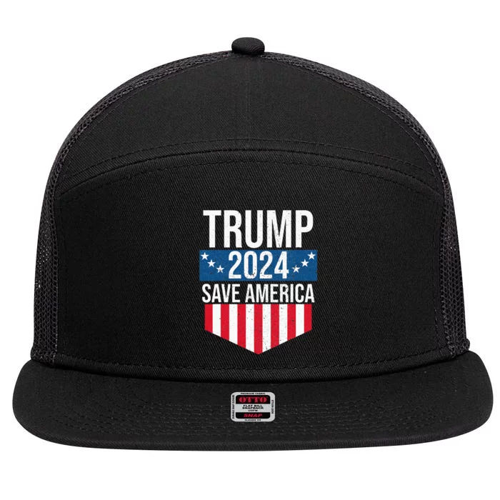 Trump 2024 Save America Donald Trump Supporters 7 Panel Mesh Trucker Snapback Hat