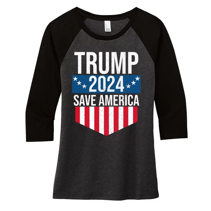 Trump 2024 Save America Donald Trump Supporters Women's Tri-Blend 3/4-Sleeve Raglan Shirt