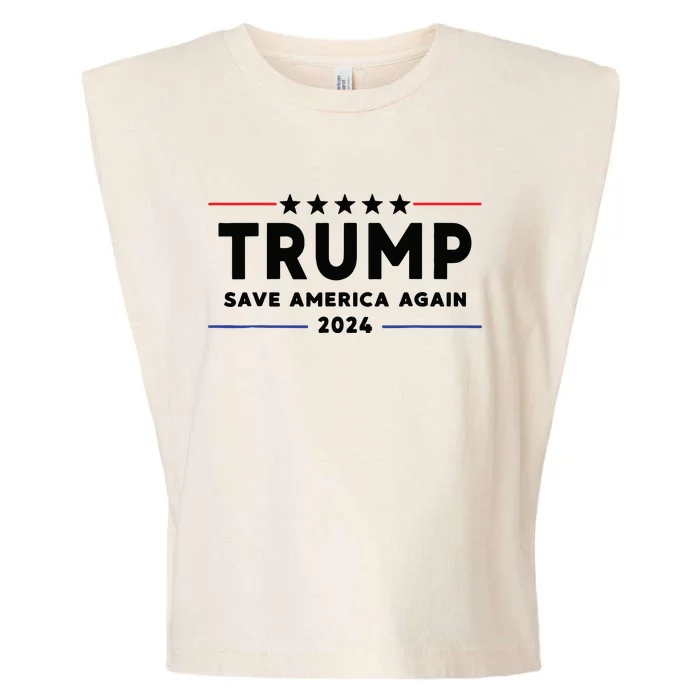 Trump 2024 Save America Again Vote Trump White Garment-Dyed Women's Muscle Tee