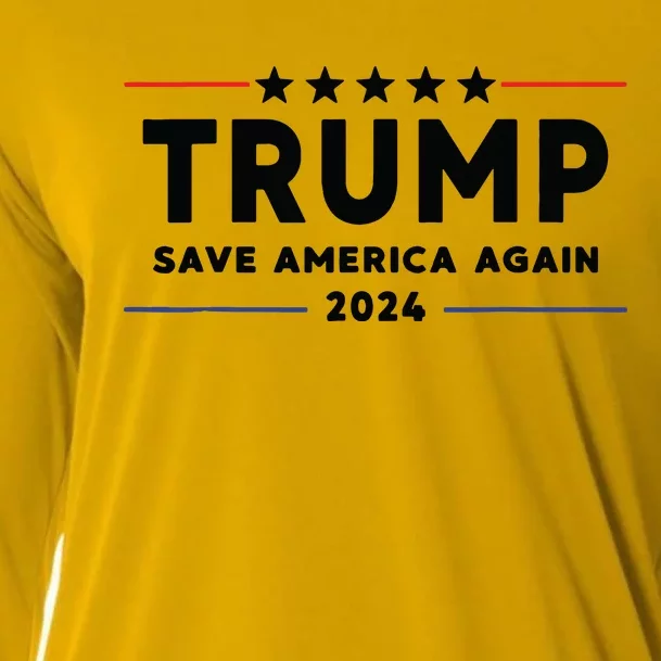 Trump 2024 Save America Again Vote Trump White Cooling Performance Long Sleeve Crew