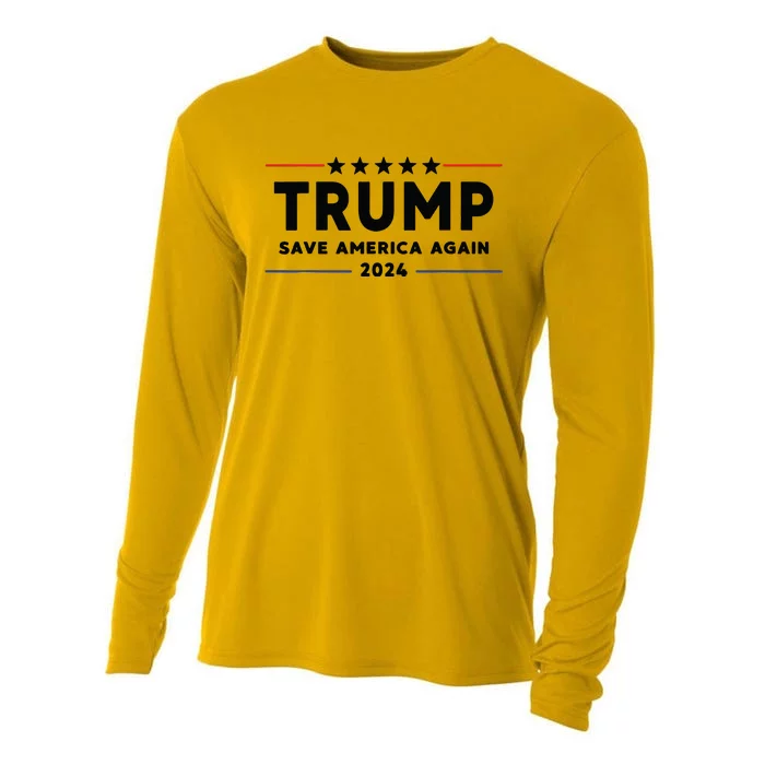 Trump 2024 Save America Again Vote Trump White Cooling Performance Long Sleeve Crew