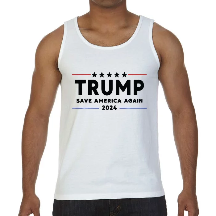 Trump 2024 Save America Again Vote Trump White Comfort Colors® Tank Top