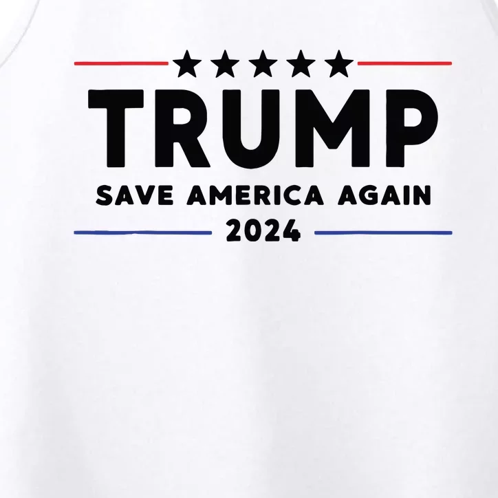 Trump 2024 Save America Again Vote Trump White Performance Tank