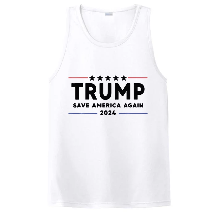 Trump 2024 Save America Again Vote Trump White Performance Tank