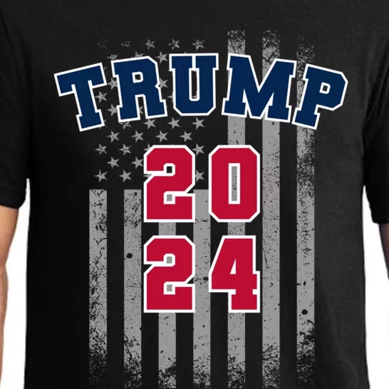 Trump 2024 Sports Font Usa Flag 4th Of July Maga Patriotic Cool Gift Pajama Set