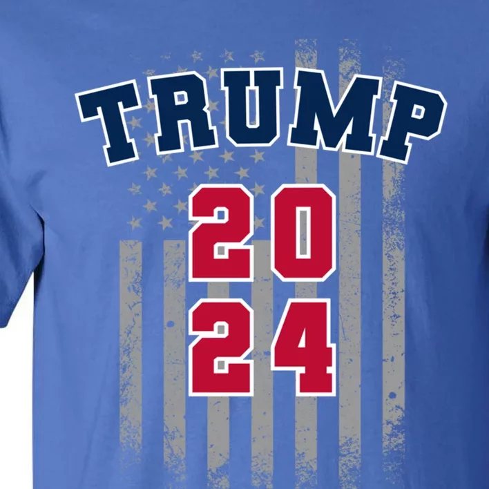 Trump 2024 Sports Font Usa Flag 4th Of July Maga Patriotic Cool Gift Tall T-Shirt