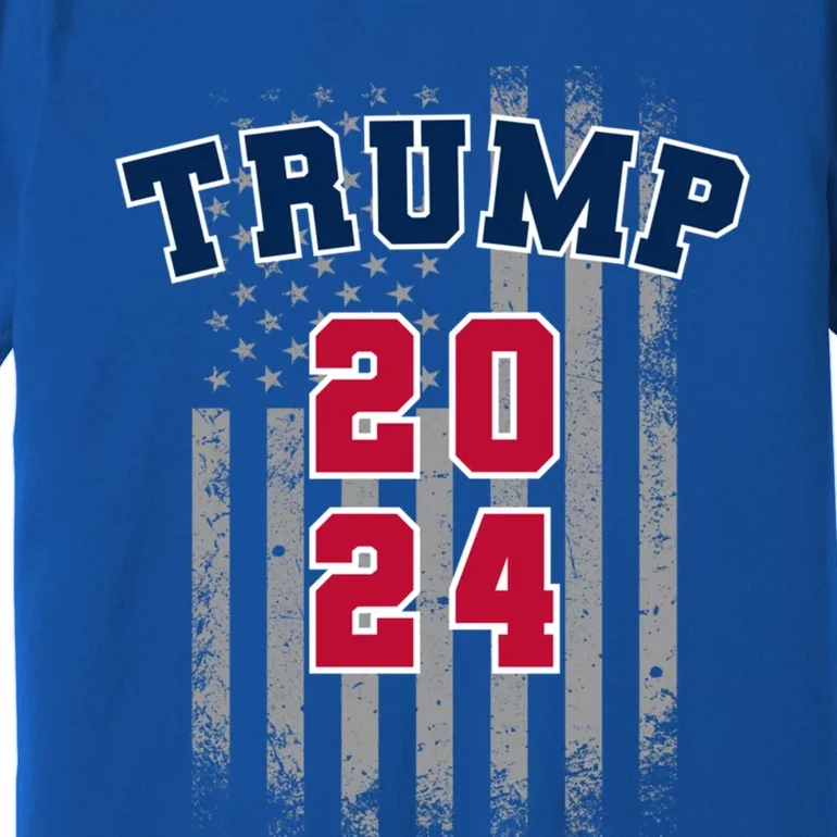 Trump 2024 Sports Font Usa Flag 4th Of July Maga Patriotic Cool Gift Premium T-Shirt