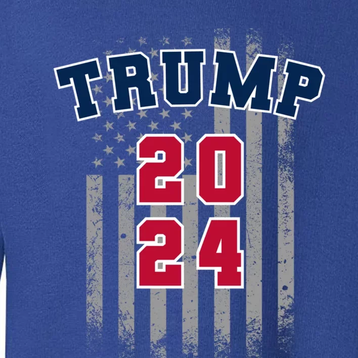 Trump 2024 Sports Font Usa Flag 4th Of July Maga Patriotic Cool Gift Toddler Sweatshirt