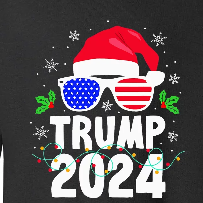 Trump 2024 Santa Hat Xmas Lights Christmas Funny Toddler Sweatshirt