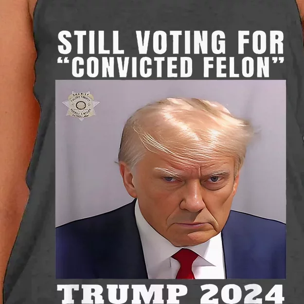 Trump 2024 Still Voting For Convicted Felon Women's Knotted Racerback Tank