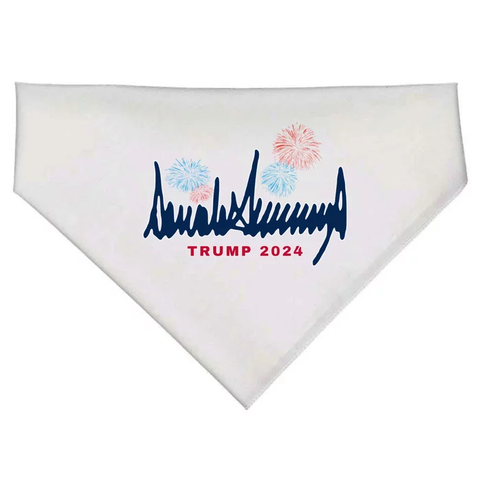 Trump 2024 Signature 4th Fourth Of July Fireworks Maga Usa Meaningful Gift USA-Made Doggie Bandana