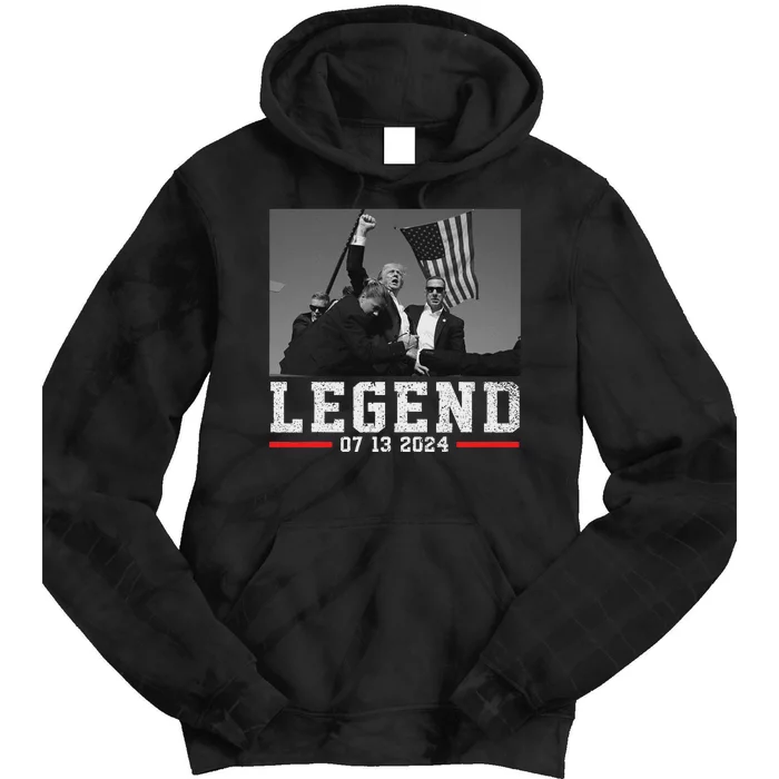 Trump 2024 Shooting President Bold Legend Design Tie Dye Hoodie