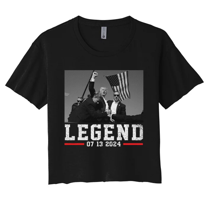 Trump 2024 Shooting President Bold Legend Design Women's Crop Top Tee