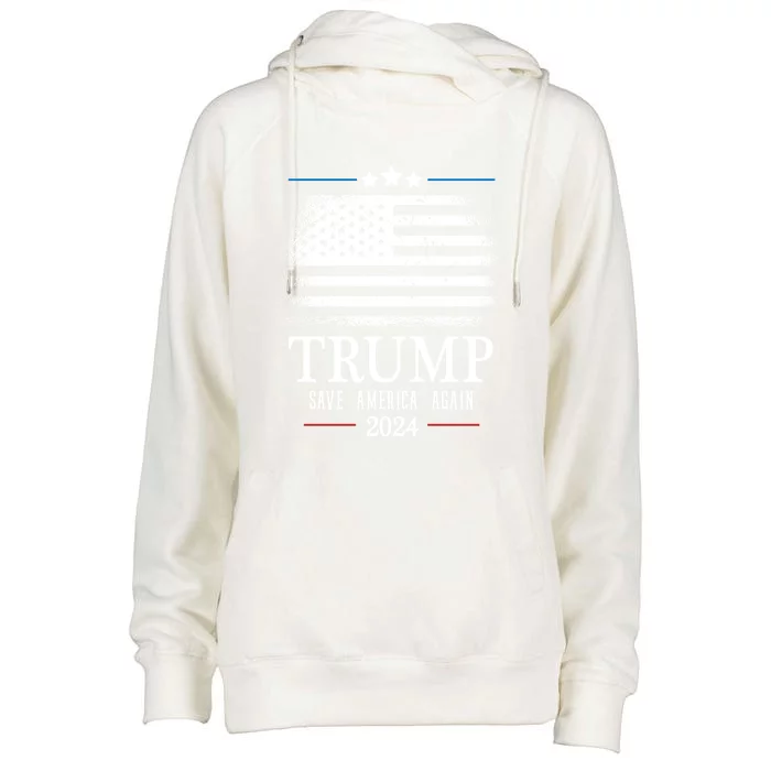 Trump 2024 Save America Again American Flag Gift Womens Funnel Neck Pullover Hood