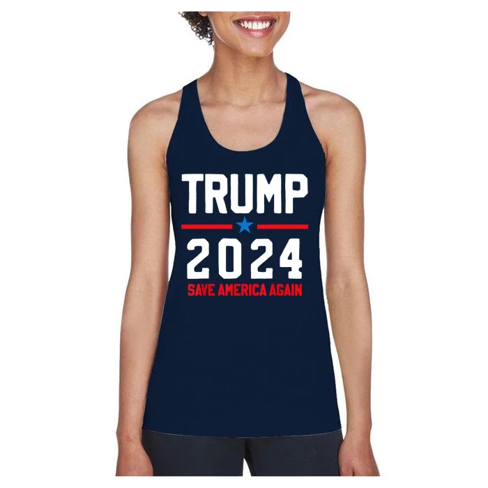 Trump 2024 Save America Again Pro Trump Women's Racerback Tank