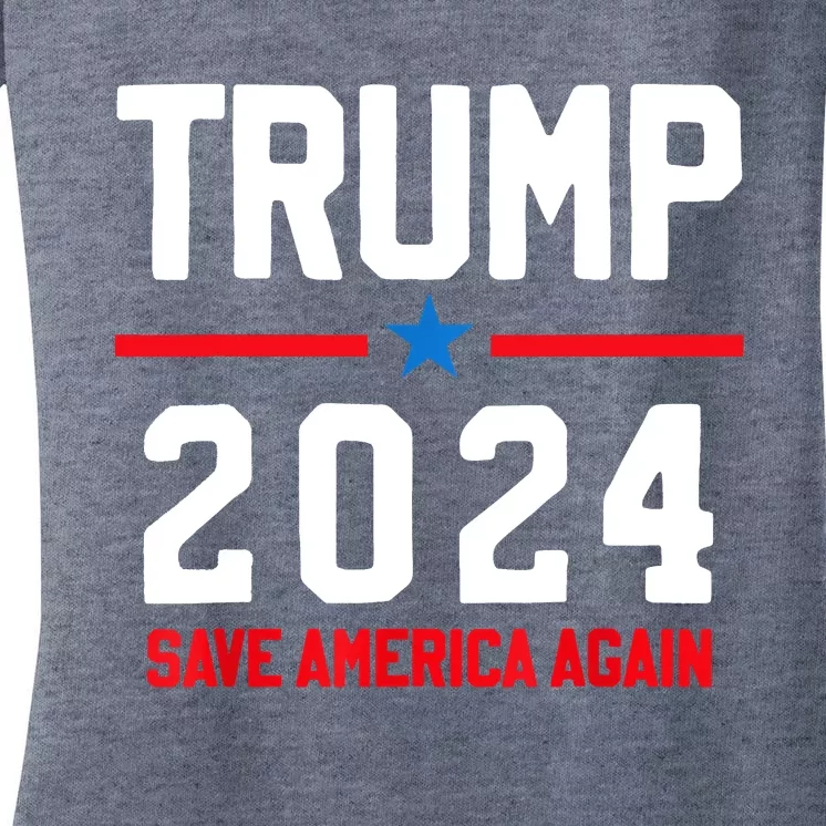 Trump 2024 Save America Again Pro Trump Women's V-Neck T-Shirt