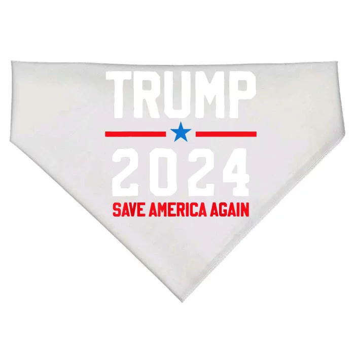 Trump 2024 Save America Again Pro Trump USA-Made Doggie Bandana