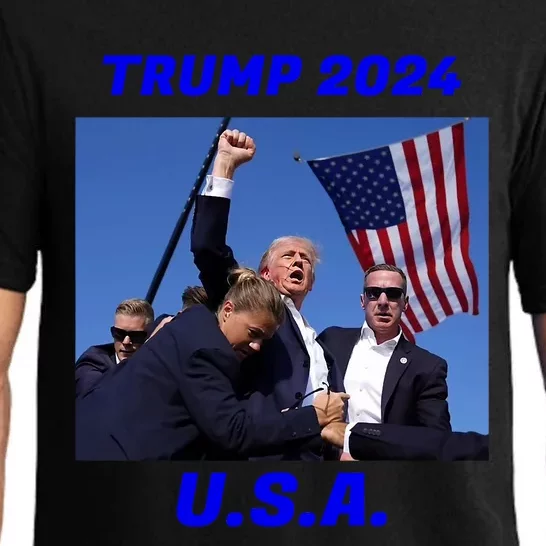 Trump 2024 Stay Strong Fist Pump Rally Secret Service Flag Pajama Set