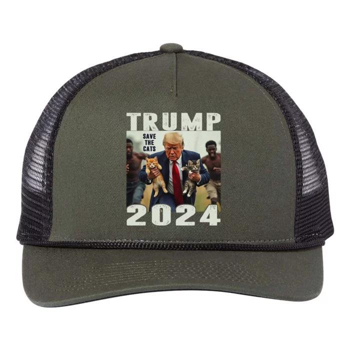 Trump 2024 Save The Cats Saying Debate Gift Retro Rope Trucker Hat Cap