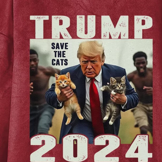 Trump 2024 Save The Cats Saying Debate Gift Hooded Wearable Blanket