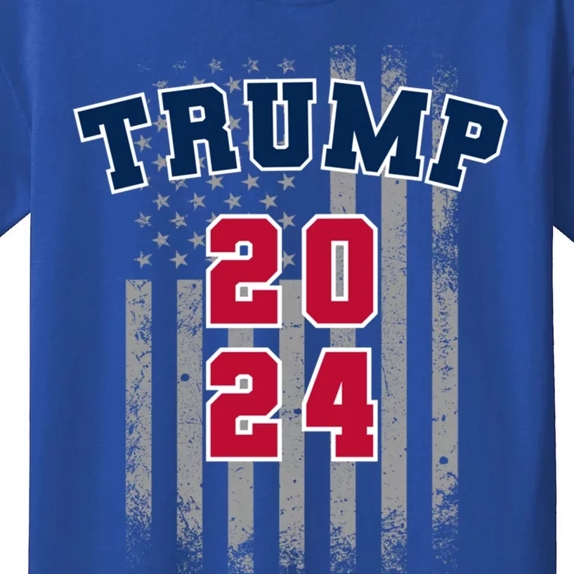 Trump 2024 Sports Font Usa Flag 4th Of July Maga Patriotic Great Gift Kids T-Shirt