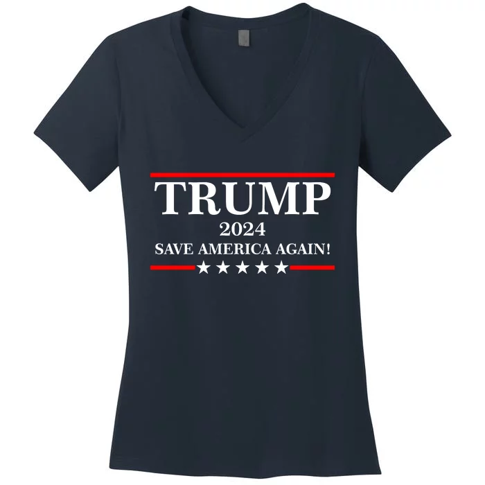 Trump 2024 Save America Again USA President Vote Women's V-Neck T-Shirt