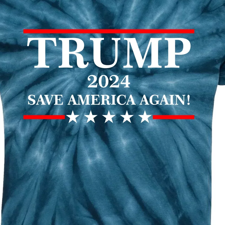 Trump 2024 Save America Again USA President Vote Kids Tie-Dye T-Shirt