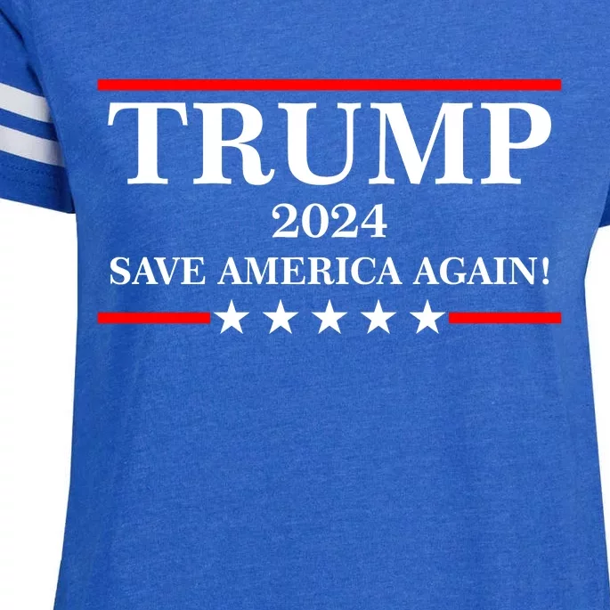 Trump 2024 Save America Again USA President Vote Enza Ladies Jersey Football T-Shirt