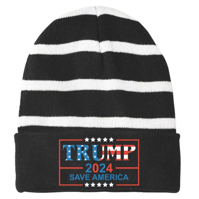 Trump 2024 Save America Striped Beanie with Solid Band