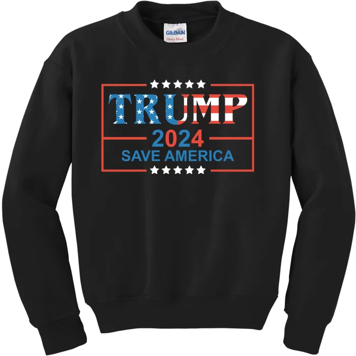 Trump 2024 Save America Kids Sweatshirt