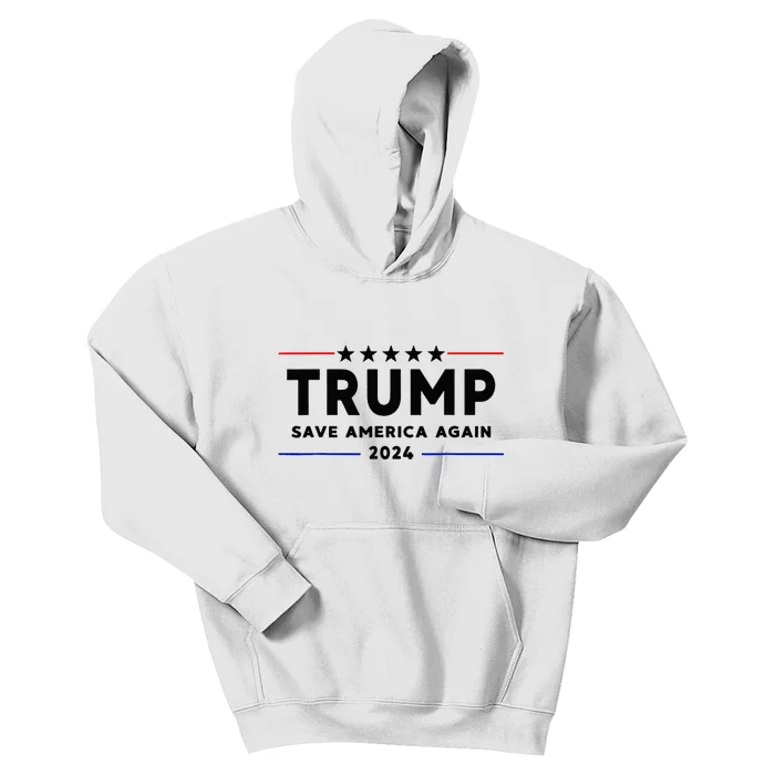 Trump 2024 Save America Again Vote Trump White Kids Hoodie